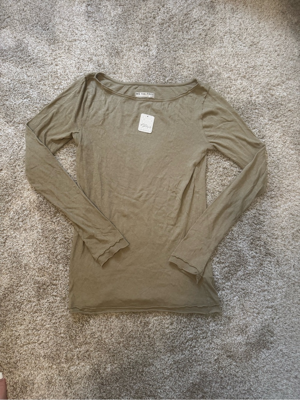 Free People Olive Green Boatneck Long Sleeve